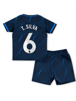 Chelsea Thiago Silva #6 Replika Borta Kläder Barn 2023-24 Kortärmad (+ byxor)